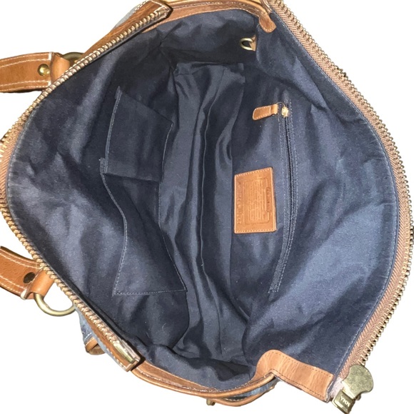 Coach 65th Anniversary Legacy Blue Denim &  Leather Satchel Handbag Purse 10827 - Picture 11 of 15